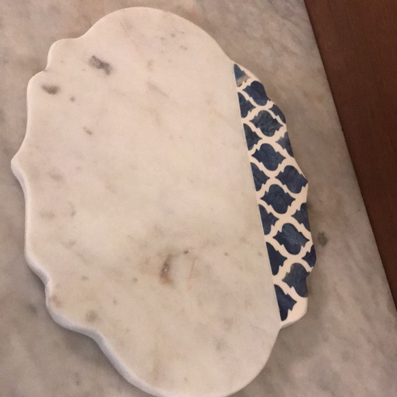 NEW-12โ White Marble With Blue Inlay Cheese Board - Picture 4 of 7